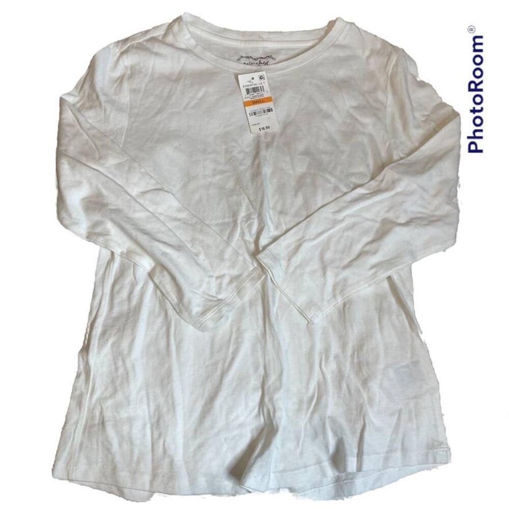 Maison Jules Essential LS T‎ Bright White Long Sleeve T Shirt Women's Small